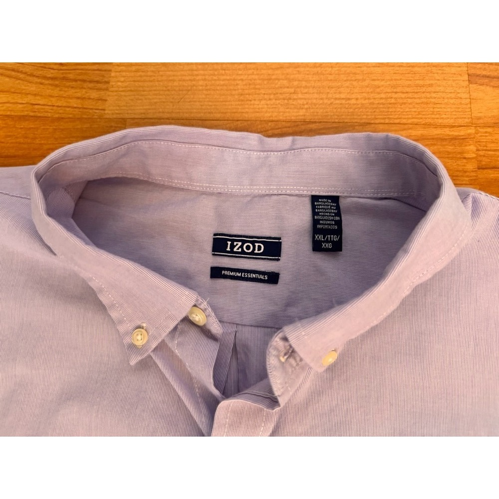 Izod Men's Long‎ Sleeve Purple Pocket Dress Shirt Premium Essentials XXL/TTG - Picture 3 of 7